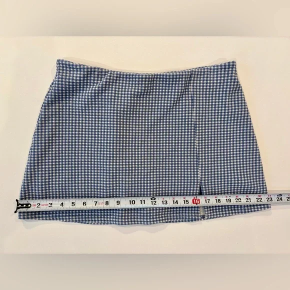 American Eagle Gingham Skort Plaid Navy White Checkered Mini Skirt Shorts Large - Picture 3 of 9